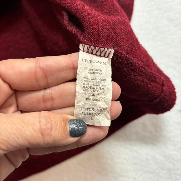 PEPPERMINT Brand Womens Burgundy Sweater Dress Size Large Rayon Spandex Blend LS - Picture 6 of 7